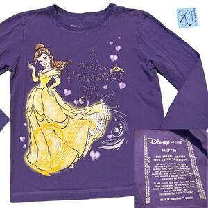 Disney Store Belle Graphic Glitter Top Kids Sz M (7/8)